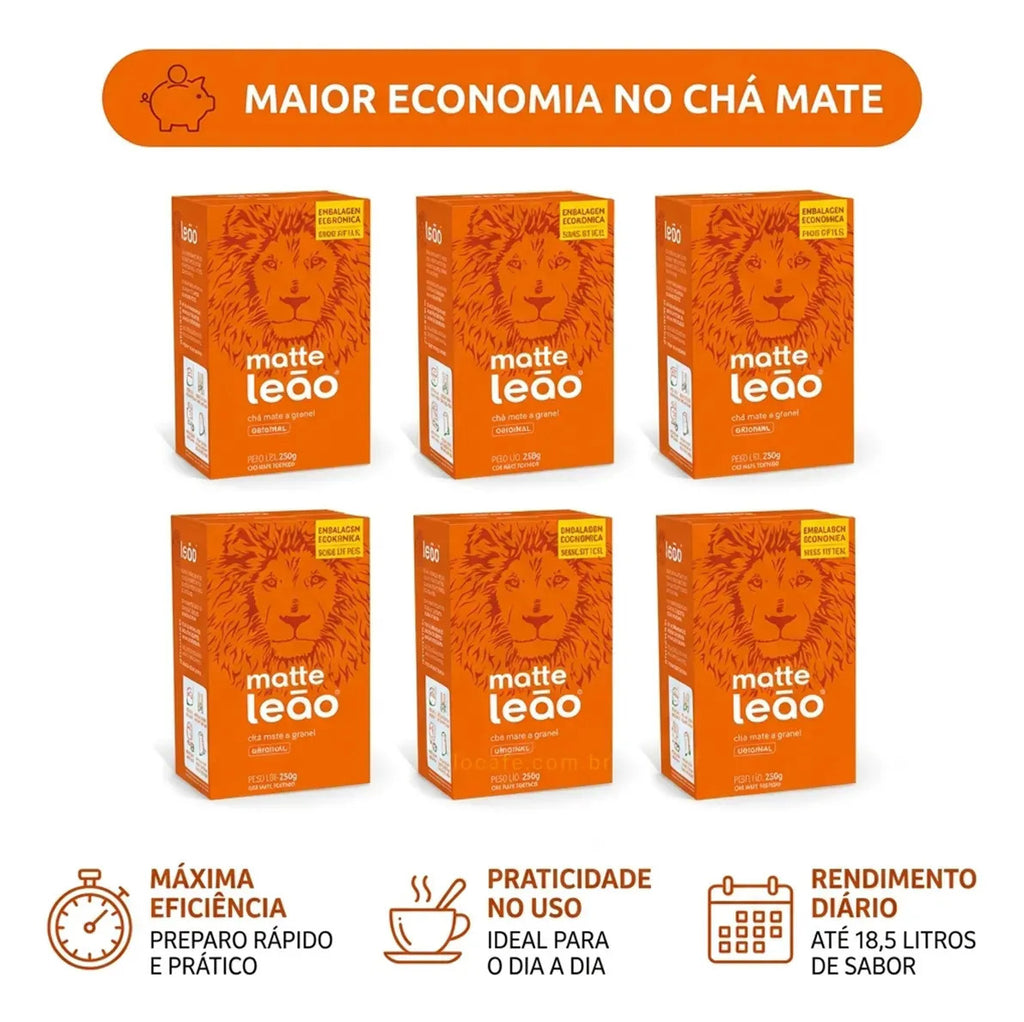 Kit Chá Matte Leão Mate Original A Granel 6 Caixas De 250g