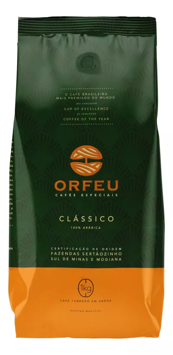 Orfeu Clássico Whole Bean Coffee 100% Arabica 1Kg