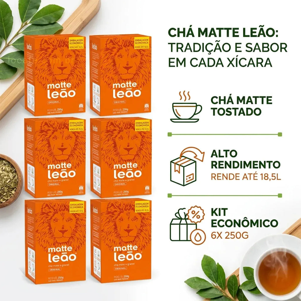 Kit Chá Matte Leão Mate Original A Granel 6 Caixas De 250g