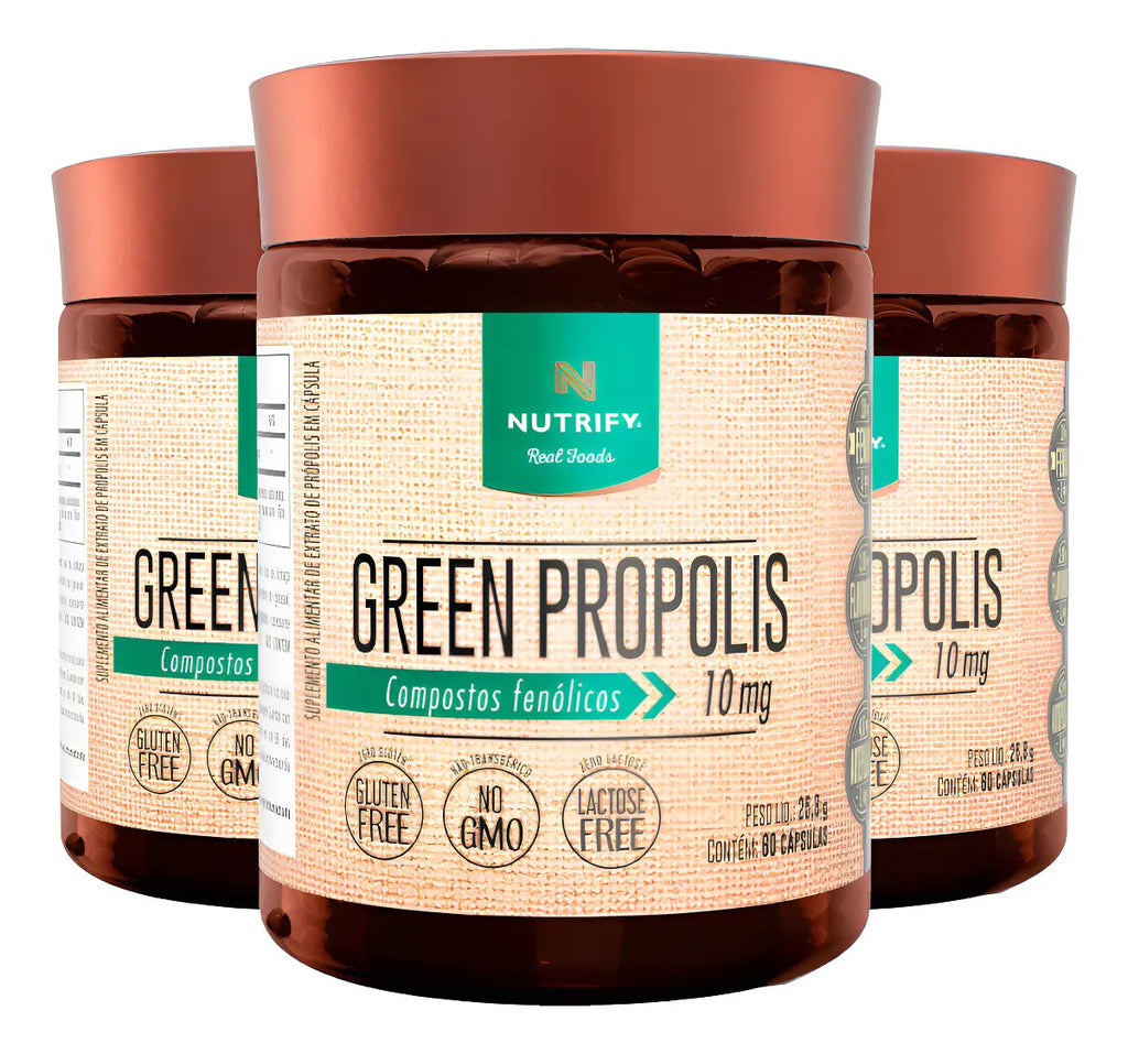 Kit 3 Green Propolis Nutrify 60 Cápsulas Neutro