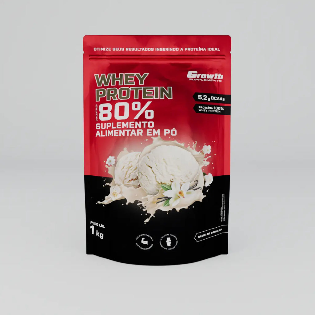 Suplemento em pó Growth Supplements Whey Protein Concentrado sabor Baunilha 1 kg