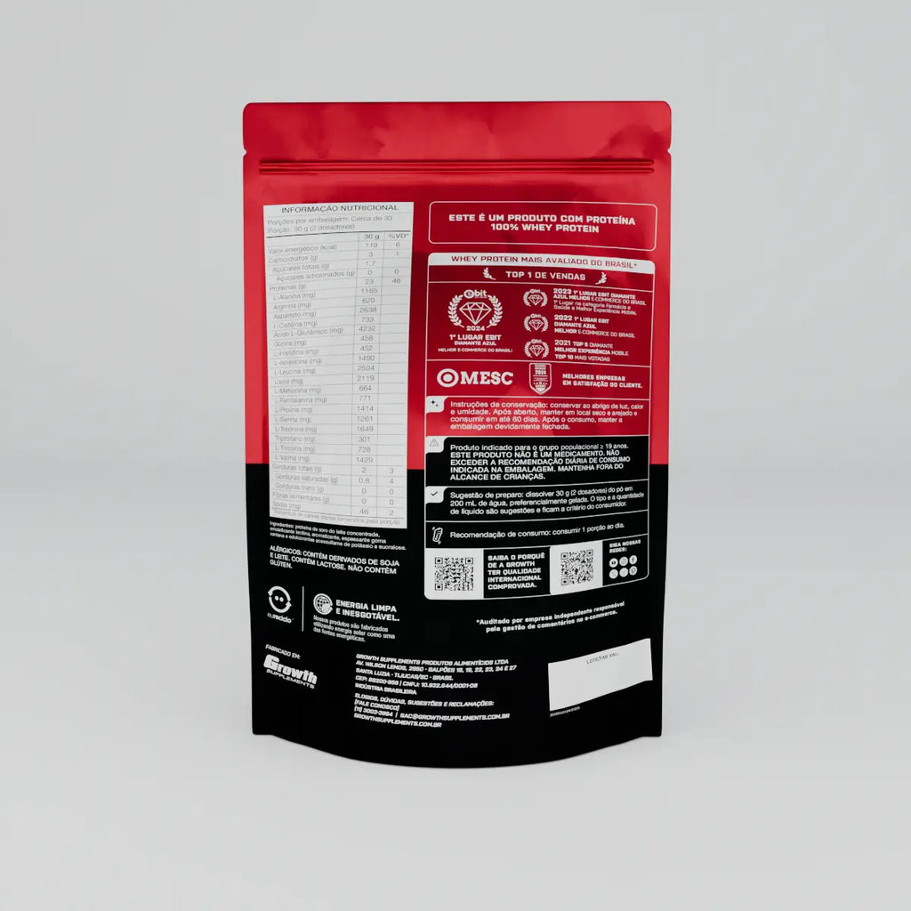 Suplemento em pó Growth Supplements Whey Protein Concentrado sabor Baunilha 1 kg