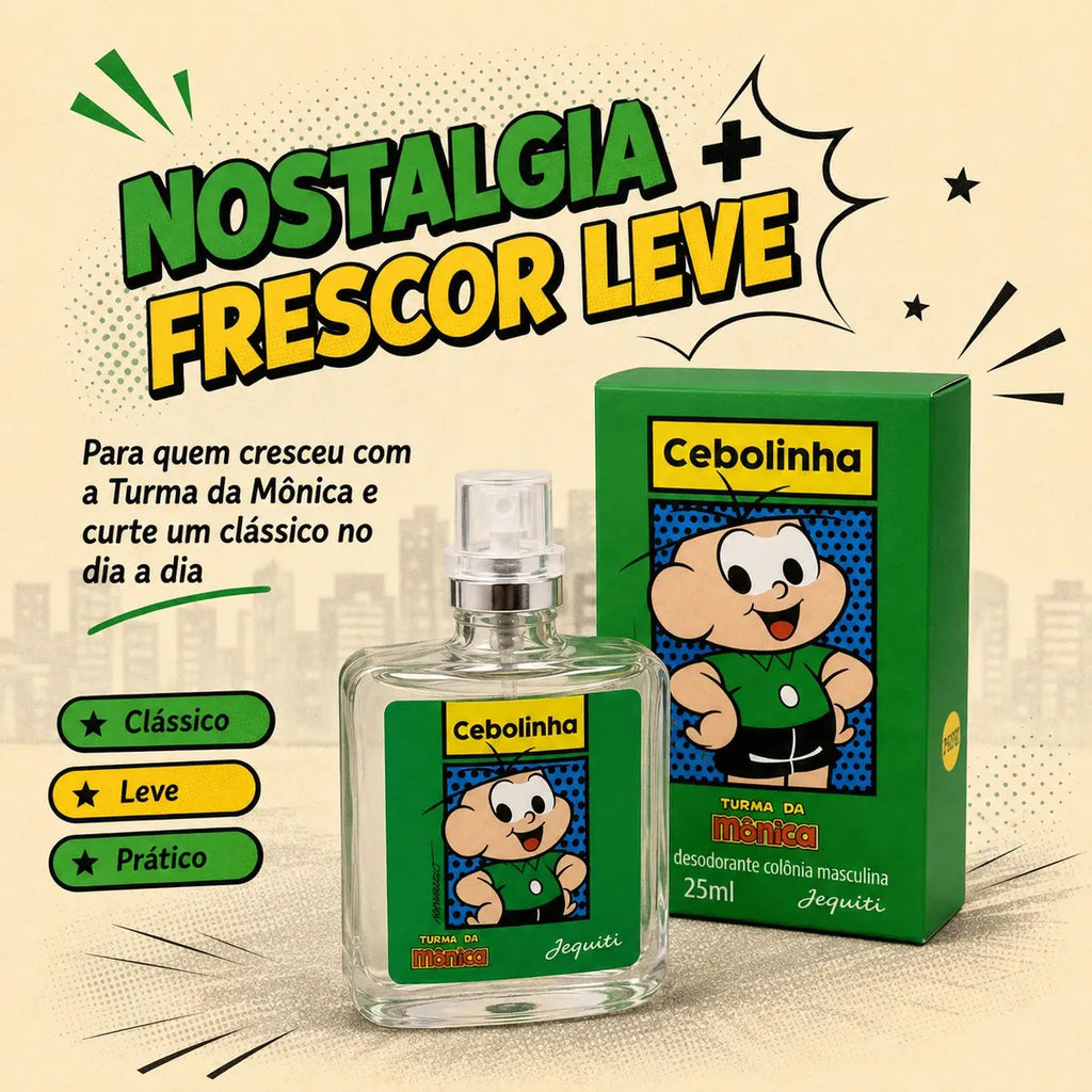 Jequiti Cebolinha Kids' Cologne Set with three 25ml bottles, featuring playful packaging and vibrant colors for children.