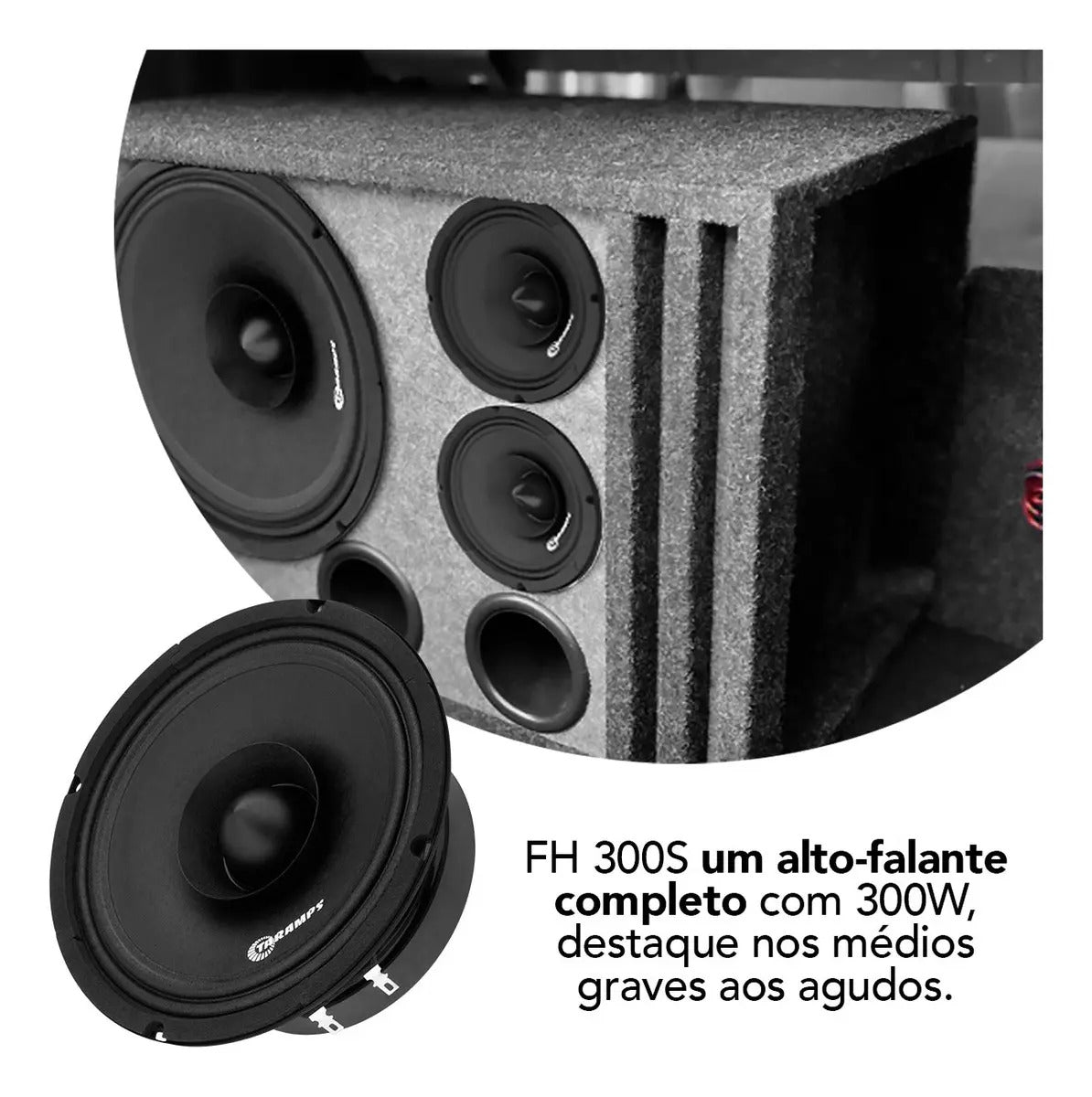 Par Alto Falantes Taramps Fh300s 6 Pol 300w Rms 4 Ohms Preto
