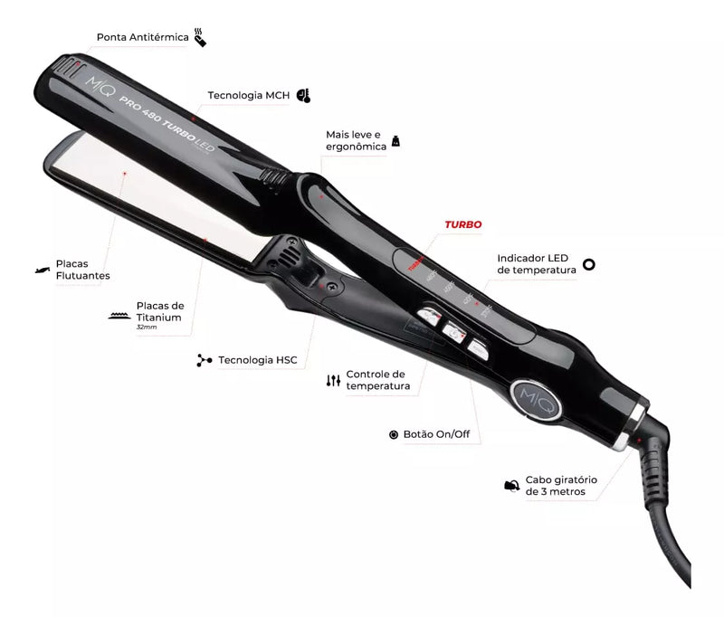 MQ Pro 480 Turbo Professional Flat Iron Performance and Perfection for Stylists