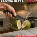 Kit Com Faca De Cozinha E Churrasco Artesanal Full Tang+ Bainha Couro Com Gravuras + Afiador Vermelho Abs Emborrachado Gourmet Premium Forjada A Mão Picanha Chef De Cozinha