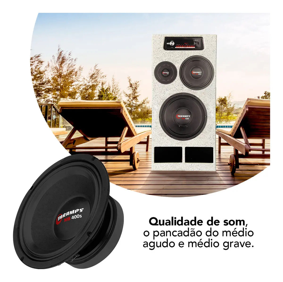 Woofer Taramps MB 400S de 8" para Medio Grave 200W RMS e 400W Musical
