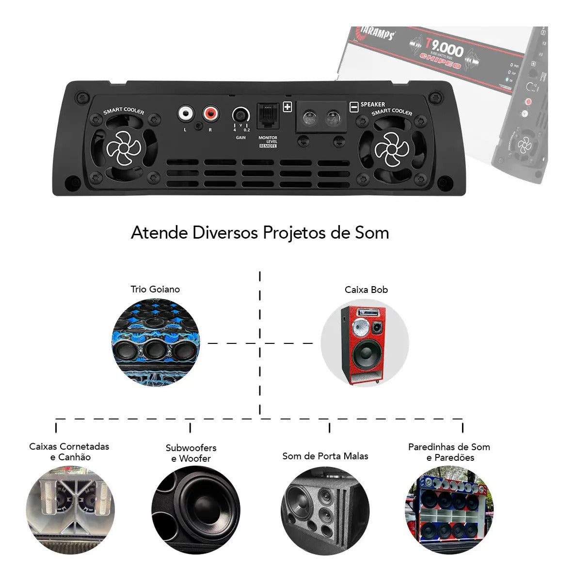 Modulo Taramps T9000 Chipeo 2 Ohms Amplificador Som Automotivo 9000W Rms