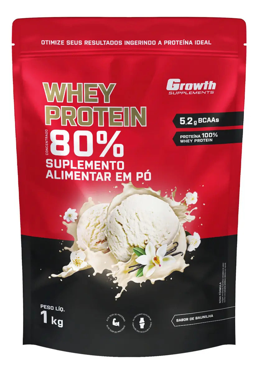 Suplemento em pó Growth Supplements Whey Protein Concentrado sabor Baunilha 1 kg