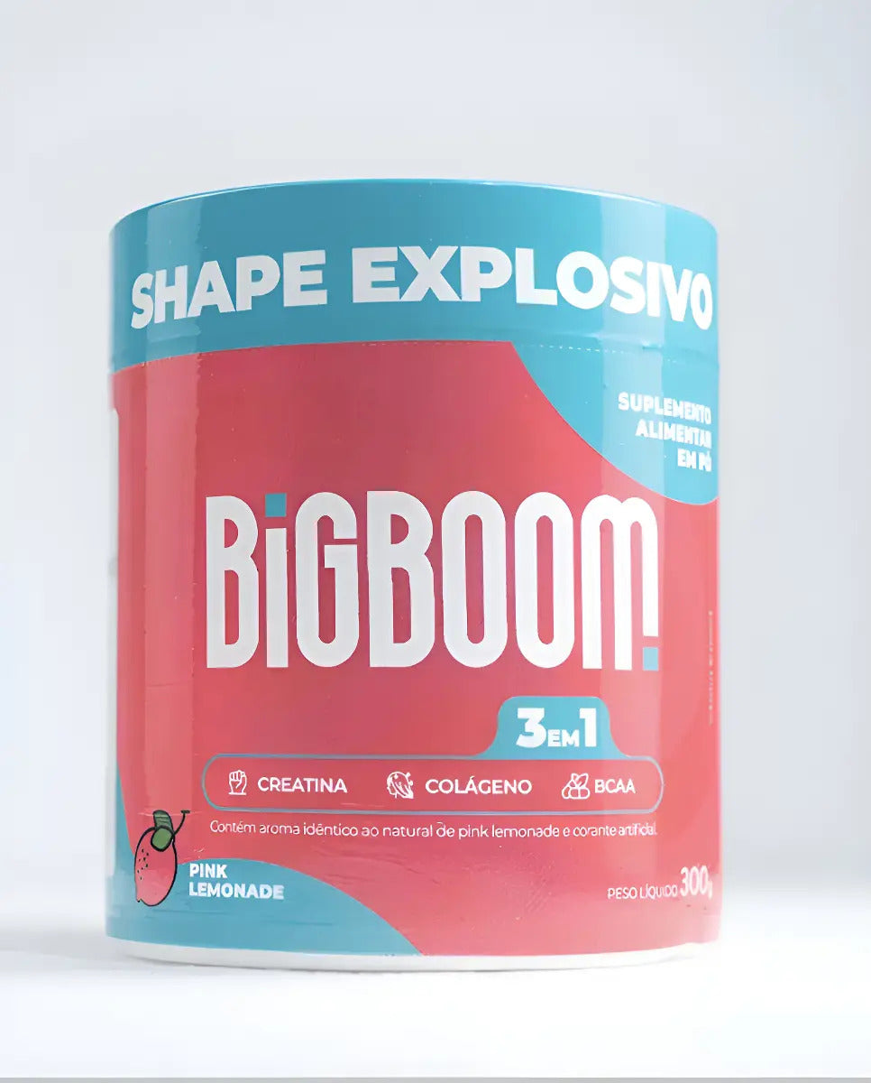 Creatina Big Boom 3 Em 1 Colágeno BCAA 300g Pink Lemonade