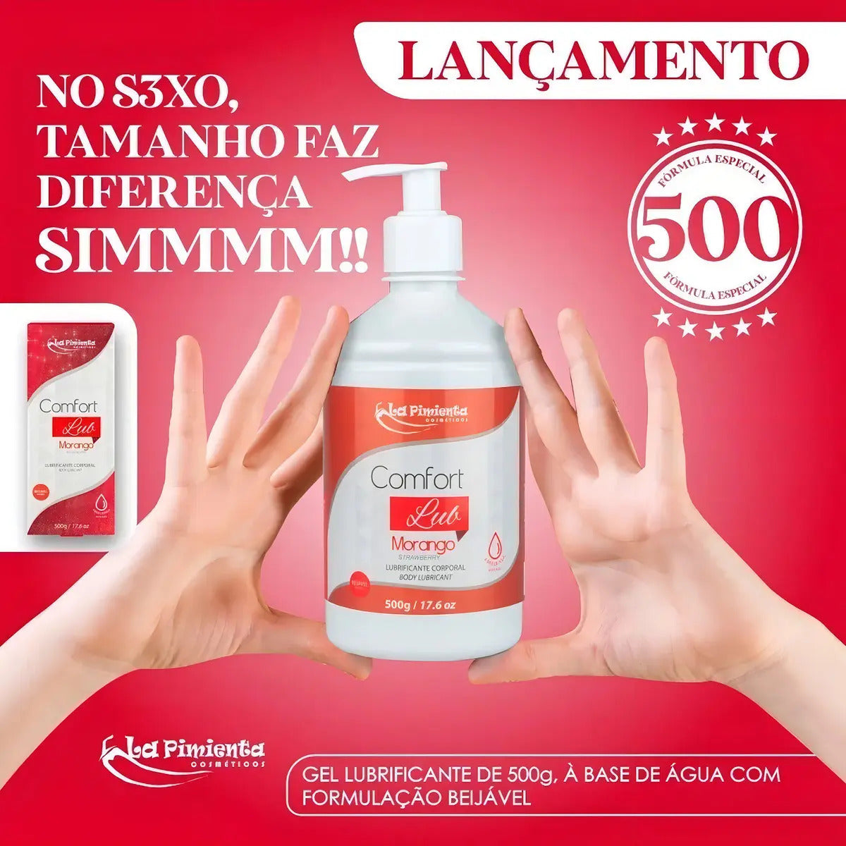 Gel Comfort Lub Aroma Morango A Base Água 500g