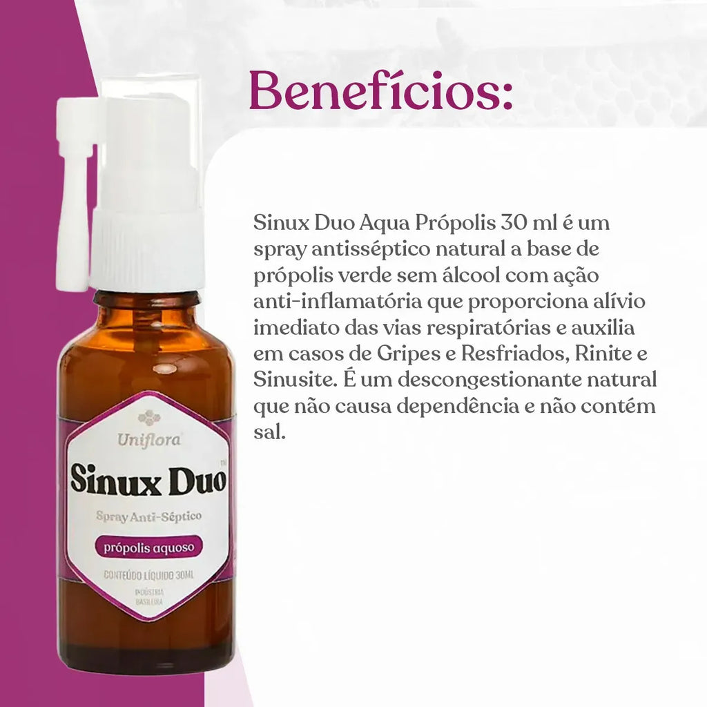 Sinux Duo Spray Nasal Com Própolis Verde 30ml - Uniflora