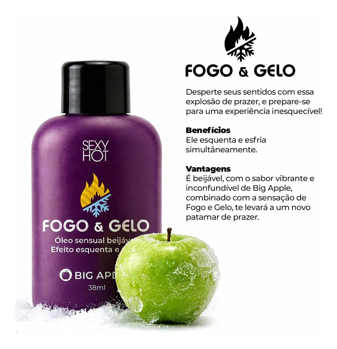 Óleo Beijável Excitante Fogo E Gelo Sexo Oral Big Apple