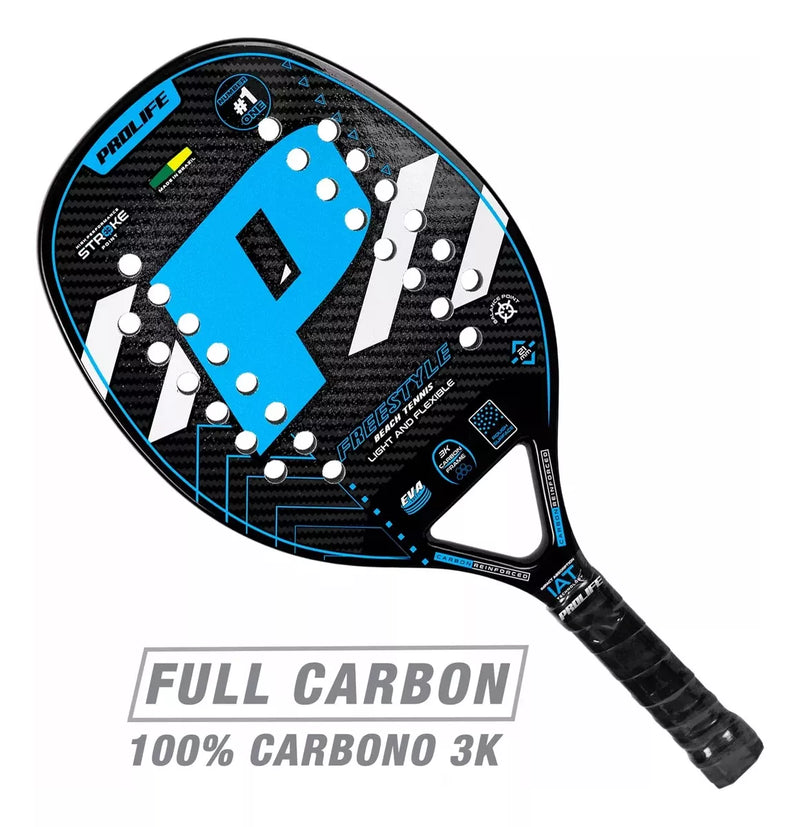 Beach Tennis Freestyle Racket 3k Carbon Original Prolife Blue