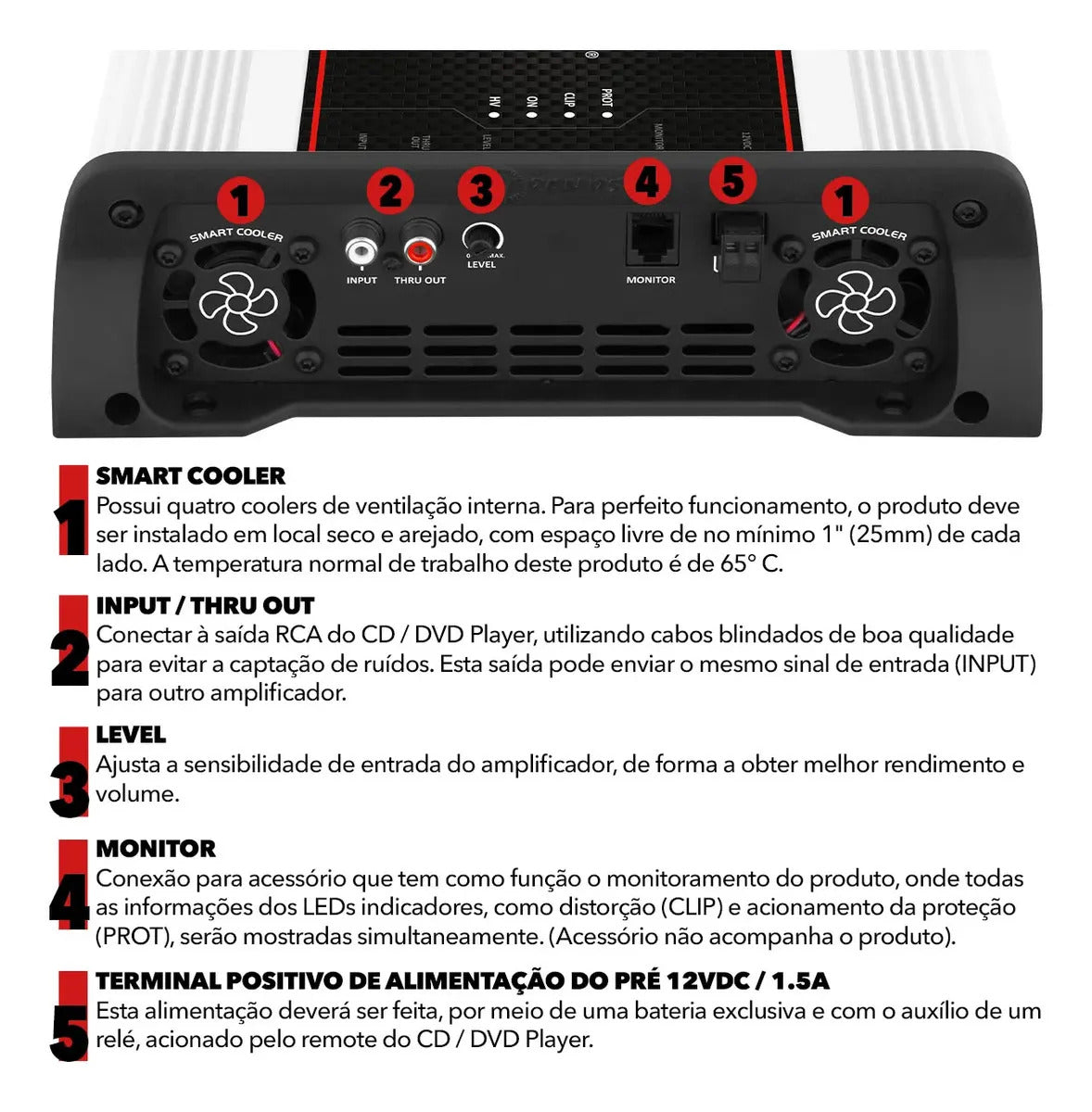 Módulo Amplificador Taramps HV 20-40 CHIPEO 40000W 1 Canal p/ Som Automotivo