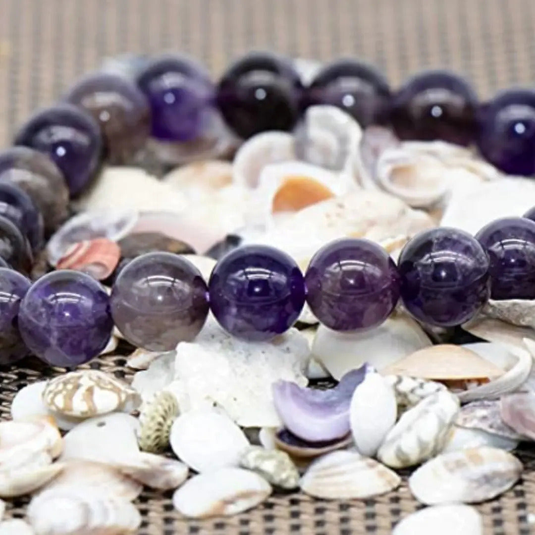 Pulseira Pedra Ametista Natural Proteção Energia Meditação Comprimento 19 " Diâmetro 6 cm