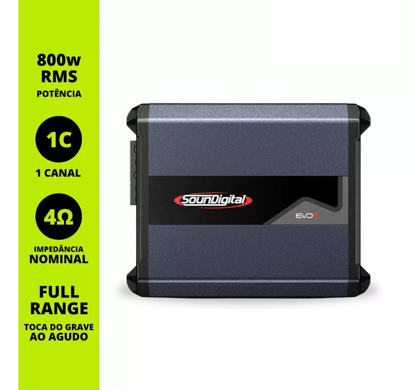 Soundigital SD800.1 EVO 5 Car Audio Amplifier Mono 800 Watts RMS 4 ohms