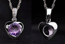 Women's Silver Plated Necklace with Amethyst Purple Stone + Silver Color Earrings