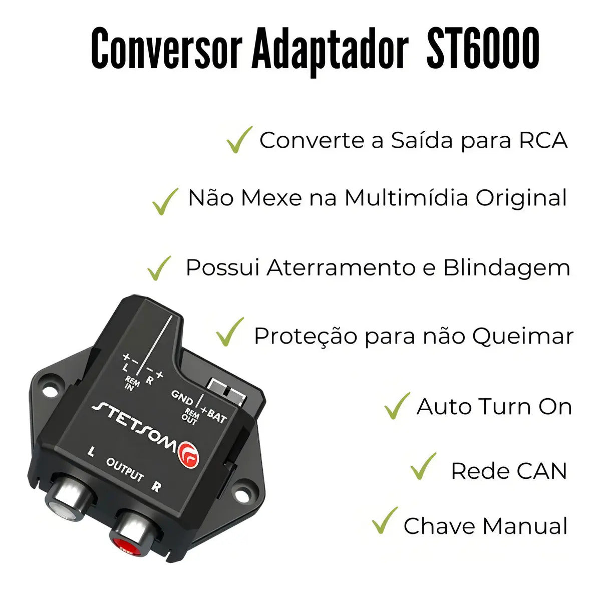 Adaptador Conversor Stetsom St6000 Aparelho Som Fio Pra Rca