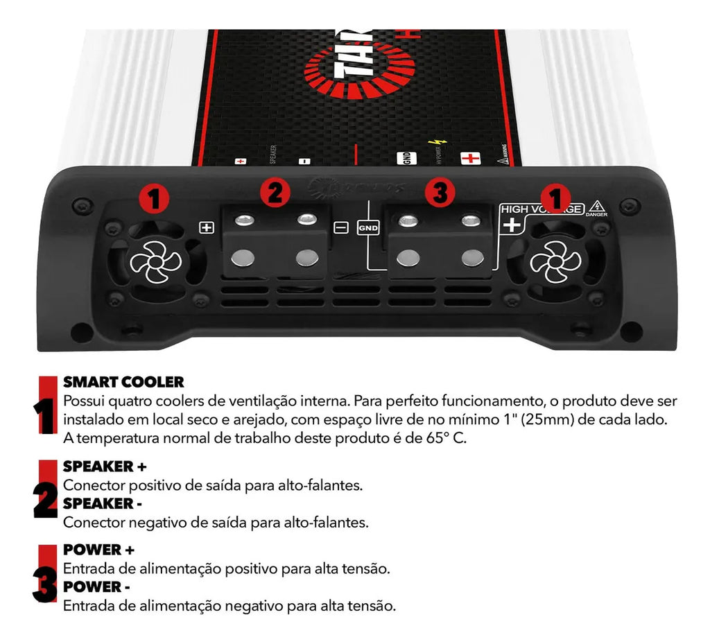 Módulo Amplificador Taramps HV 20-40 CHIPEO 40000W 1 Canal p/ Som Automotivo