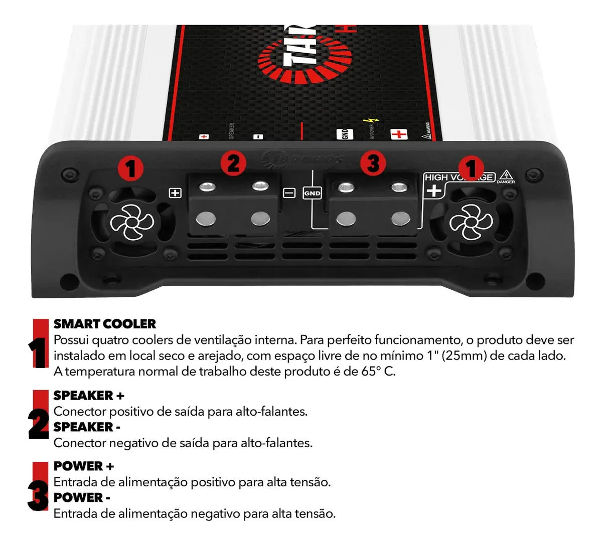 Módulo Amplificador Taramps HV 20-40 CHIPEO 40000W 1 Canal p/ Som Automotivo
