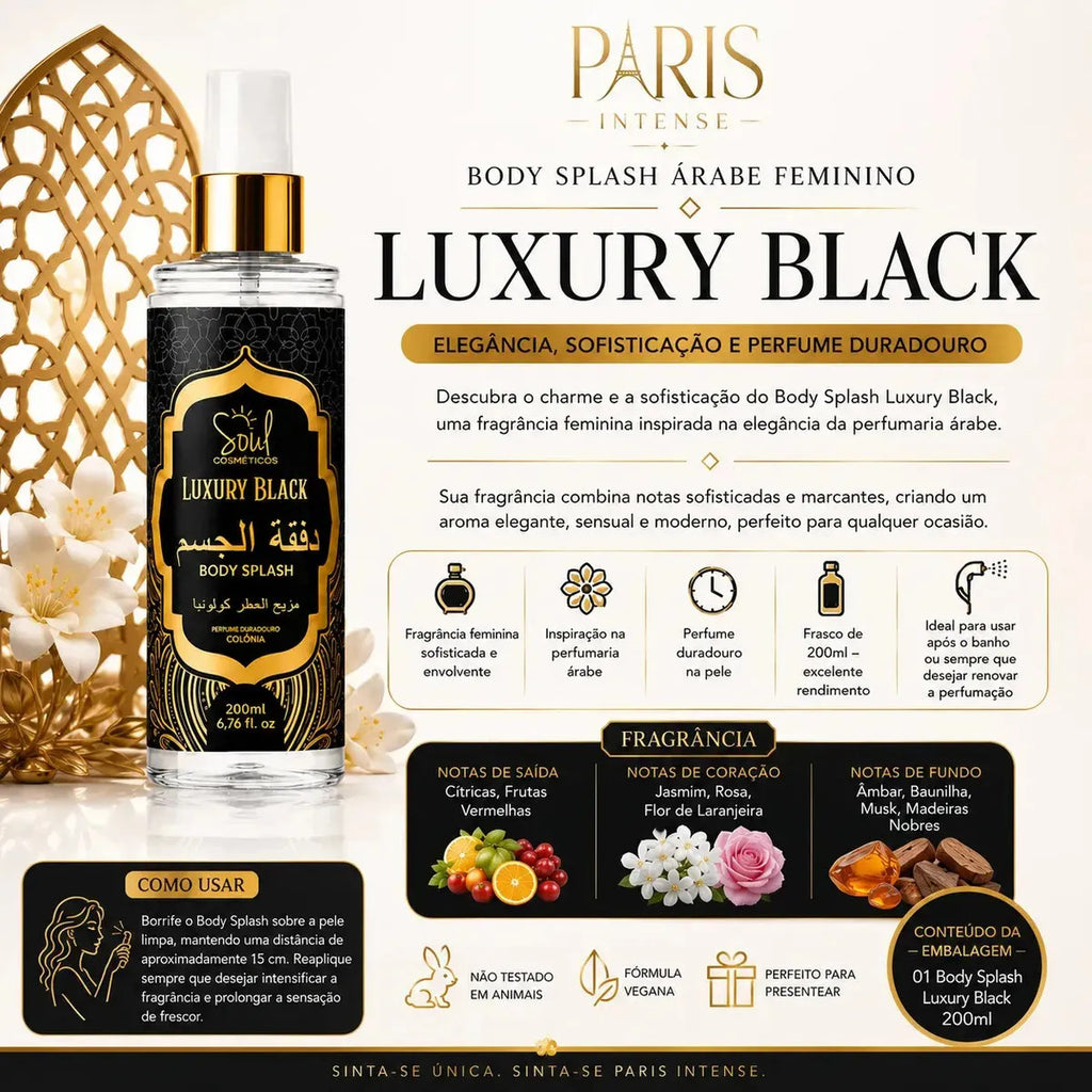 Arabian-inspired unisex body mist set with four 200ml bottles, featuring exotic fragrances and elegant packaging.