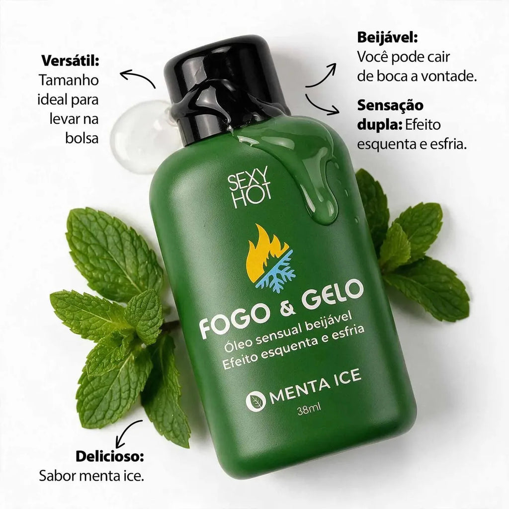 Gel Excitante Fogo E Gelo Beijável Sexo Oral E Íntima Sabor Menta Ice