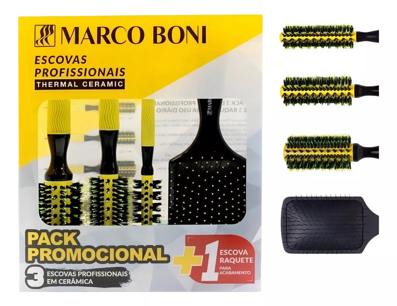 Marco Boni Professional Kit 3 Ceramic Brushes S M L Yellow Racket