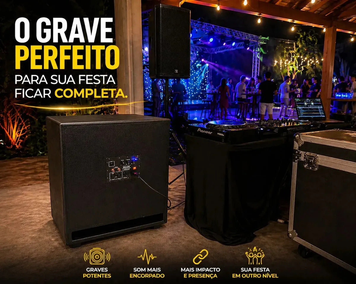 Painel Dclass Completo Ativação Caixa Sub Woofers 1500 Watts Cor Preto Potência de saída RMS 1.5 kW