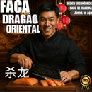 Faca Cutelo Dragão Artesanal Luxo Full Tang Rústica Ultra Afiada Aço Inox Com Bainha Churrasco Pesca Cozinha Carne Sushiman Cutelaria Coleção 12 Polegadas