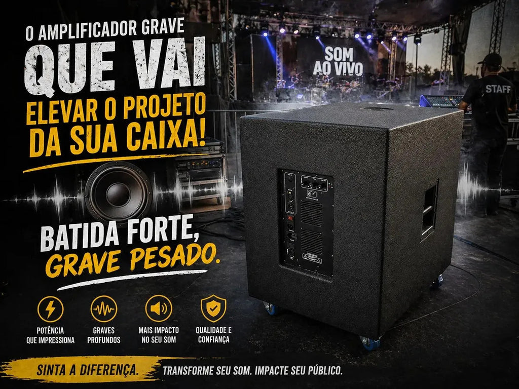 Amplificador Ativador Classe D 1500W RMS para Sub Graves