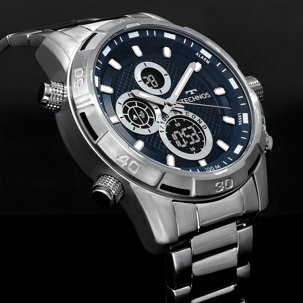 Technos Men's BJ4060AA/1A Silver Ana-Digi Watch