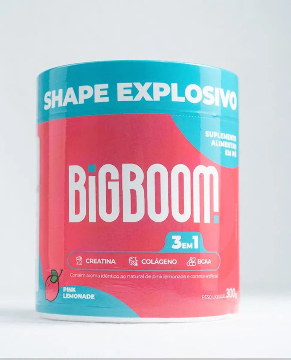 Creatina Monohidratada Big Boom 3 em 1 com BCAA e Colágeno Sabor Morango