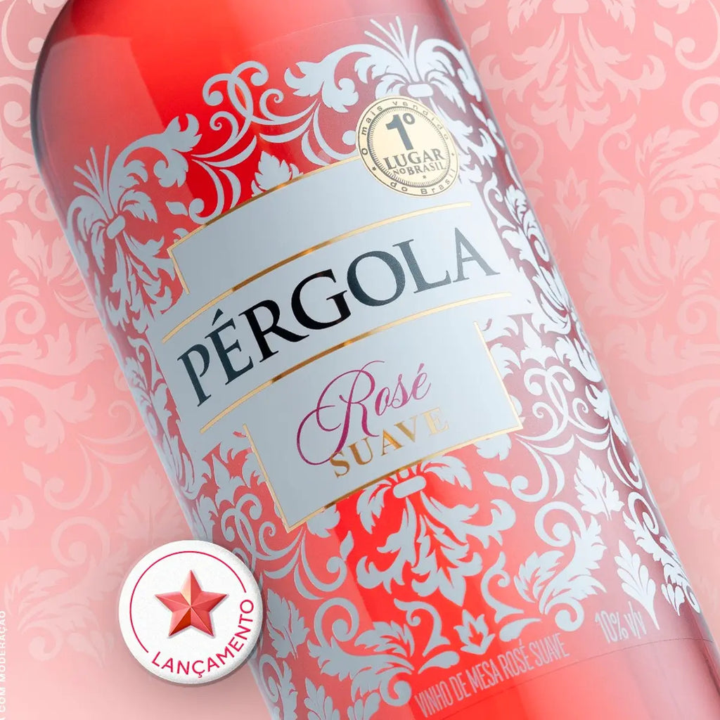 Vinho Pergola Rose Suave De Mesa Moscato Bordô Garrafa 1 Lt