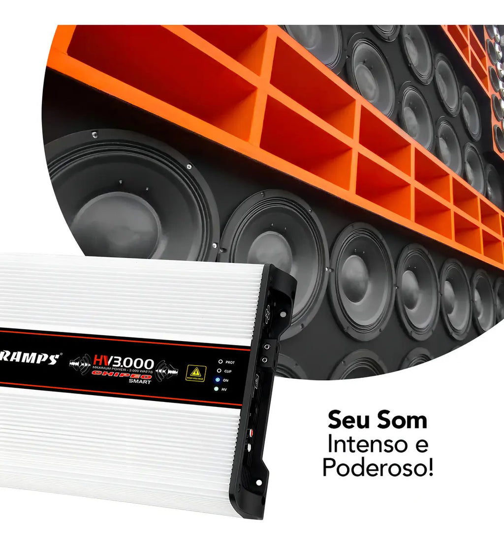 Módulo Taramps HV 3000 Chipeo Smart 3000W RMS para Som Automotivo de 1 Canal