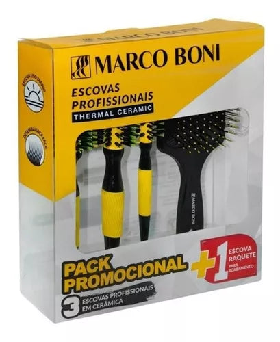 Marco Boni Professional Kit 3 Ceramic Brushes S M L Yellow Racket