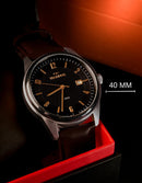 Relógio Technos Masculino Steel Couro Legítimo Prata Preto