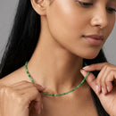 Colar Pedra Esmeralda Africana Natural Faceada 3mm Fio Aço
