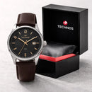 Relógio Technos Masculino Steel Couro Legítimo Prata Preto