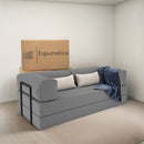 Foam Sofa Bed in Box 2 Seats Boucle Retractable Modular