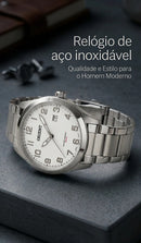 Relogio Orient Masculino Prateado Original Prova D'água 100m