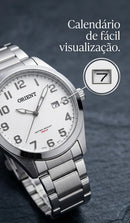 Relogio Orient Masculino Prateado Original Prova D'água 100m