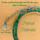 Colar Pedra Esmeralda Africana Natural Faceada 3mm Fio Aço