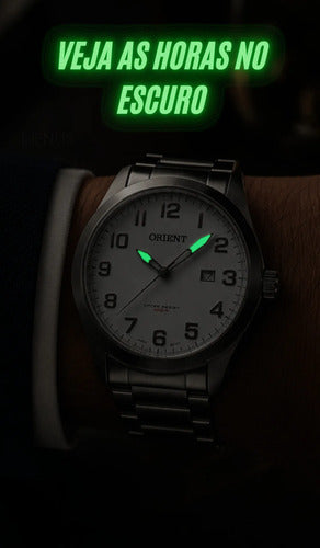 Relogio Orient Masculino Prateado Original Prova D'água 100m