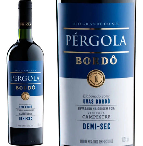 Pérgola Bordô Demi-Sec Red Wine 1L — Brazilian Table Wine
