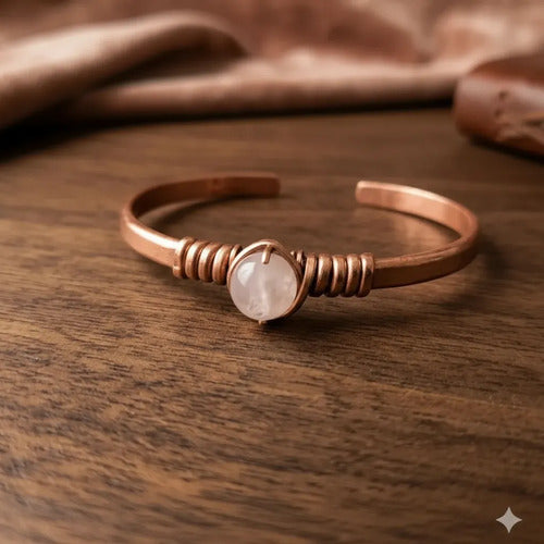 Pulseira De Cobre  Natural Com Pedra Bracelete  De Cobre