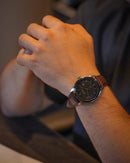 Relógio Technos Masculino Steel Couro Legítimo Prata Preto