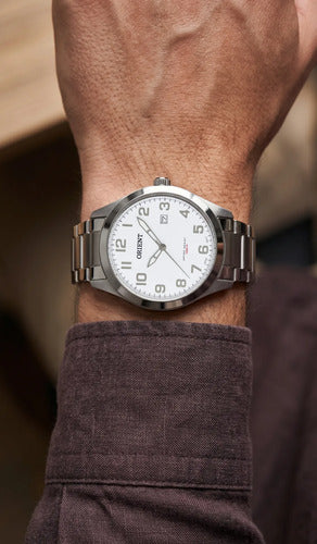 Relogio Orient Masculino Prateado Original Prova D'água 100m