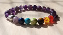 Pulseira Em Pedras Naturais Ametista Com 7 Chakraz 8mm