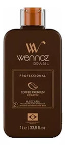 Wennoz Brasil Coffee Premium Keratin Máscara Reconstrutora Intensiva 1000ml/ 33.8 fl.oz.